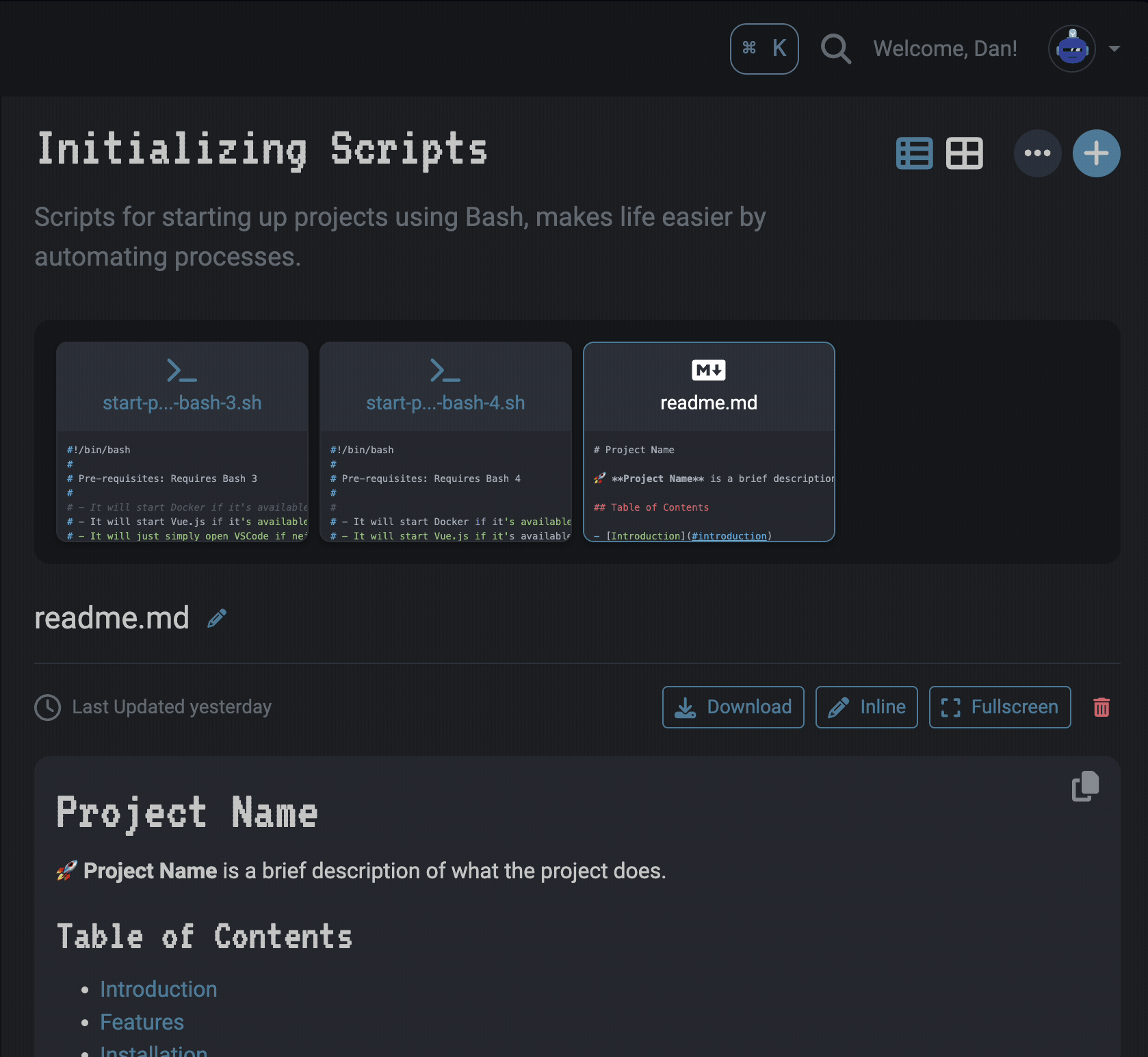 Download your projects